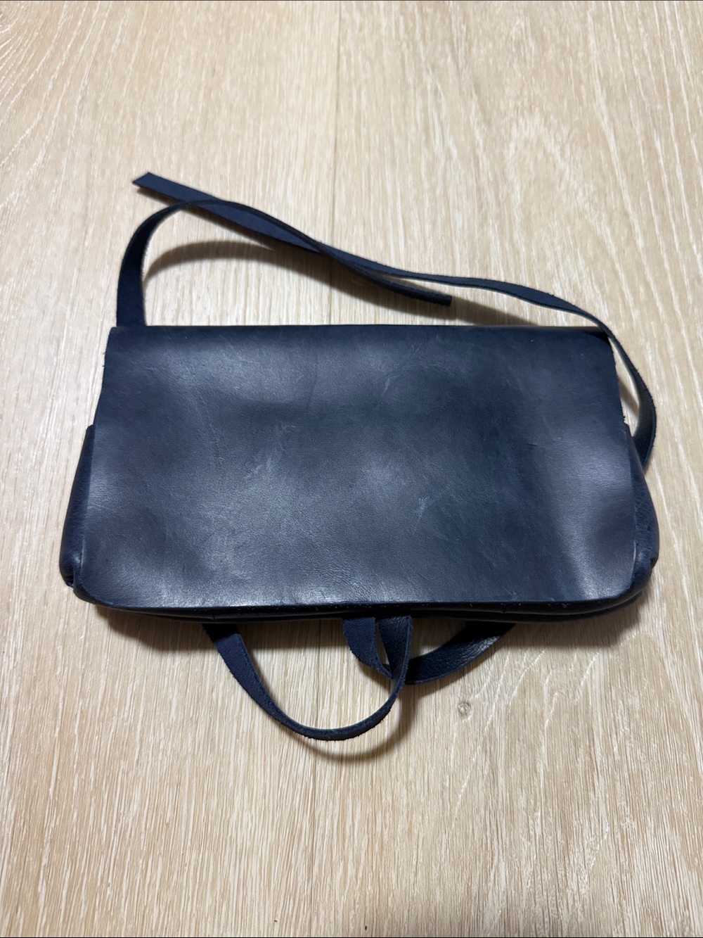 Sleek Black Leather Wristlet Clutch